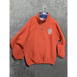 Vintage FUBU Fleece Quarter Zip Pullover Burnt Orange Navy Blue XL Streetwear